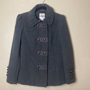 Dark Grey Hydraulic Double Breasted Pea Coat Jacket